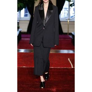 Marina Moscone Pleated Wool-Crepe Pencil Skirt Black Size 2